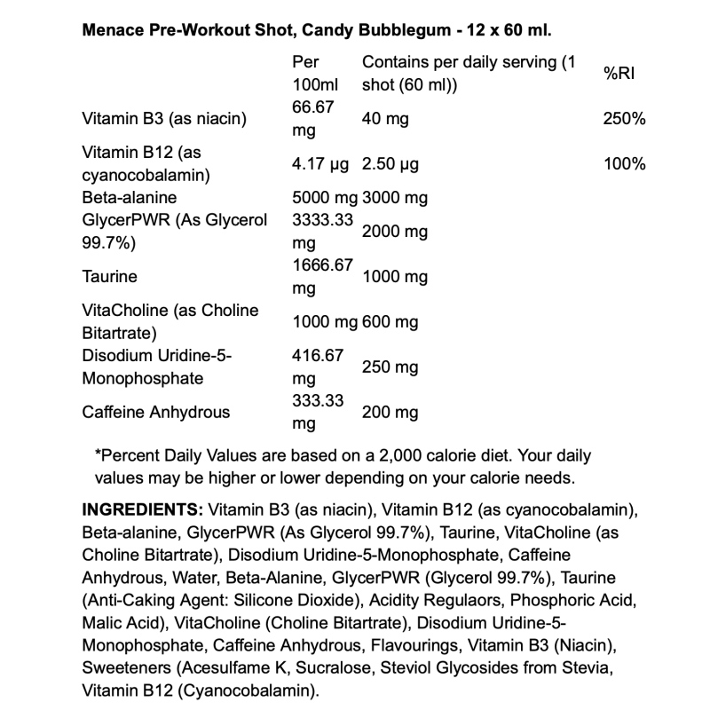 Naughty Boy Menace Pre-Workout Shot