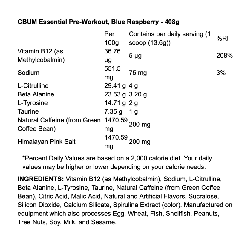 Raw Nutrition CBUM Essential Pre-Workout