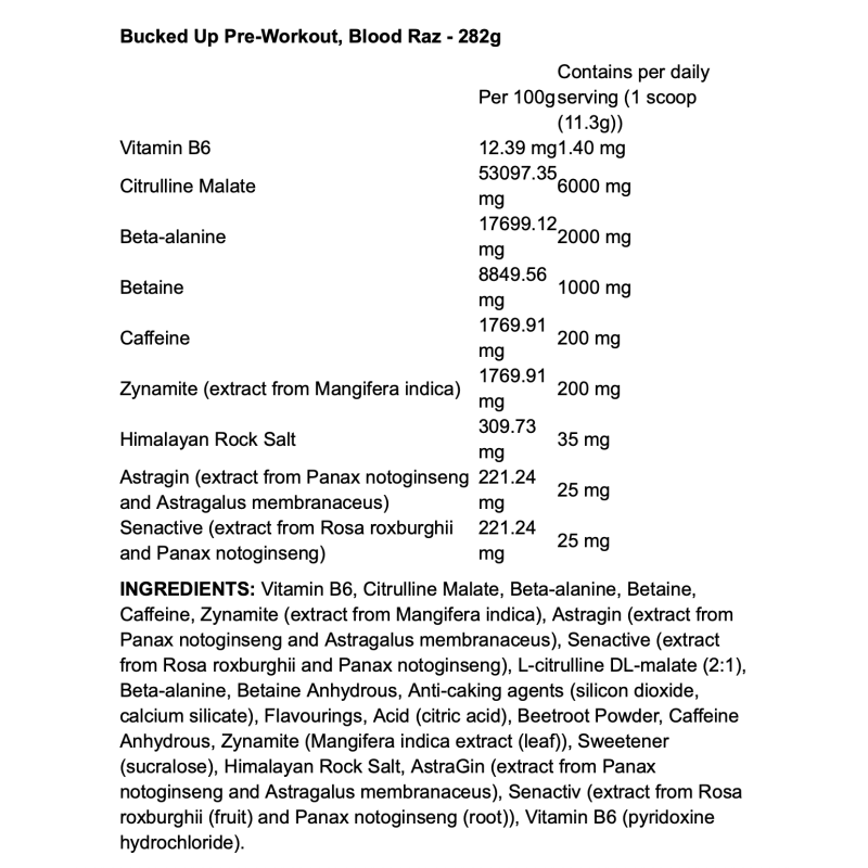 Bucked Up Pre-Workout