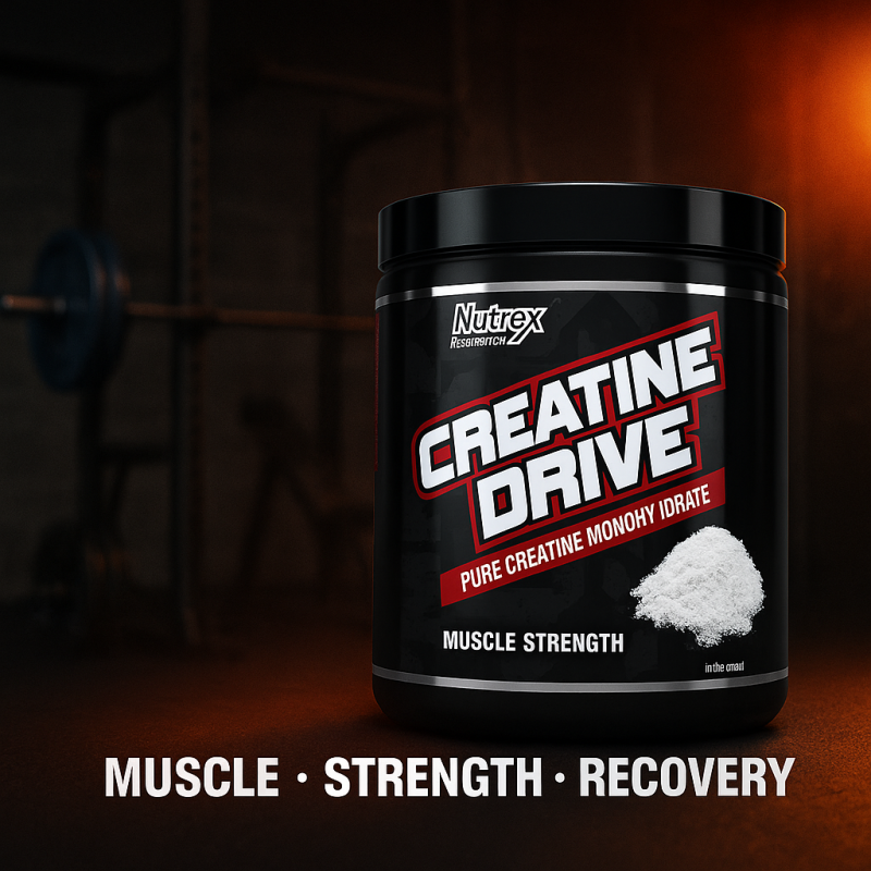 Nutrex Creatine Drive – Créatine monohydrate pure Creapure pour force et masse musculaire I TOP BODY