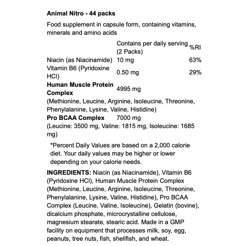 Animal Nitro Universal Nutrition – Acides Aminés Essentiels & BCAA pour la Croissance Musculaire et la Récupération I TOP BODY