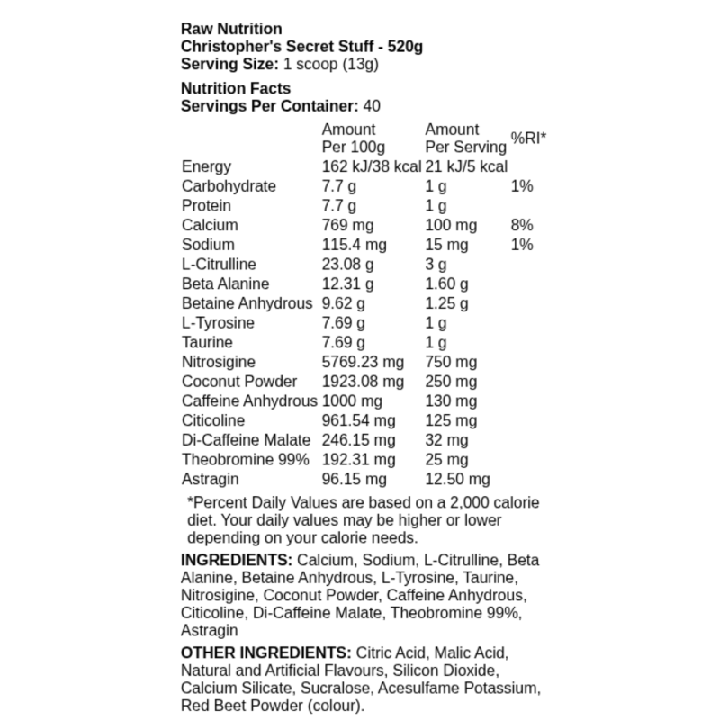 Raw Nutrition Christopher's Secret Stuff