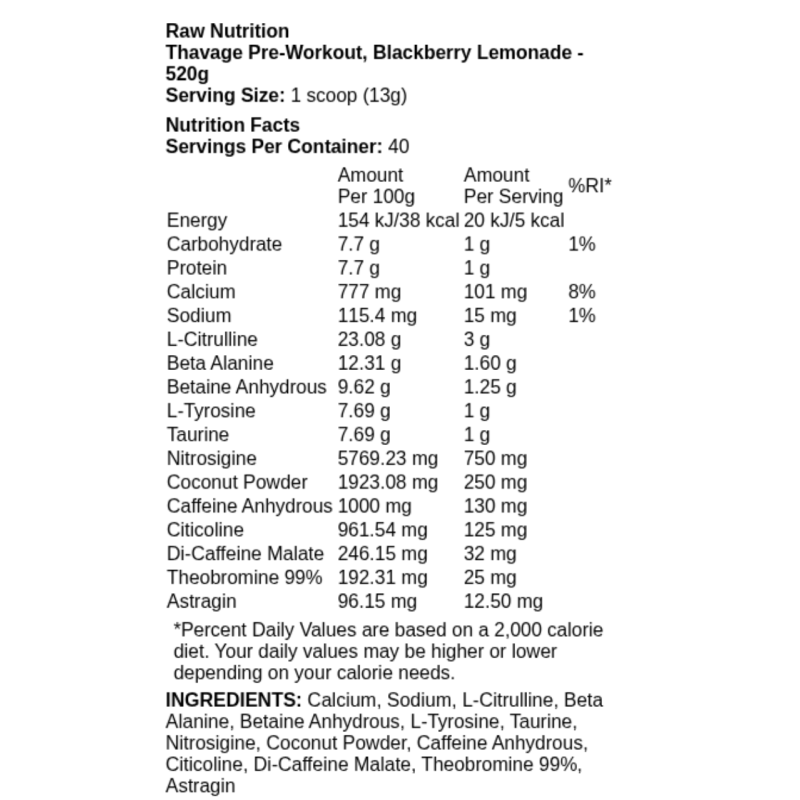 Raw Nutrition Thavage Pre-Workout