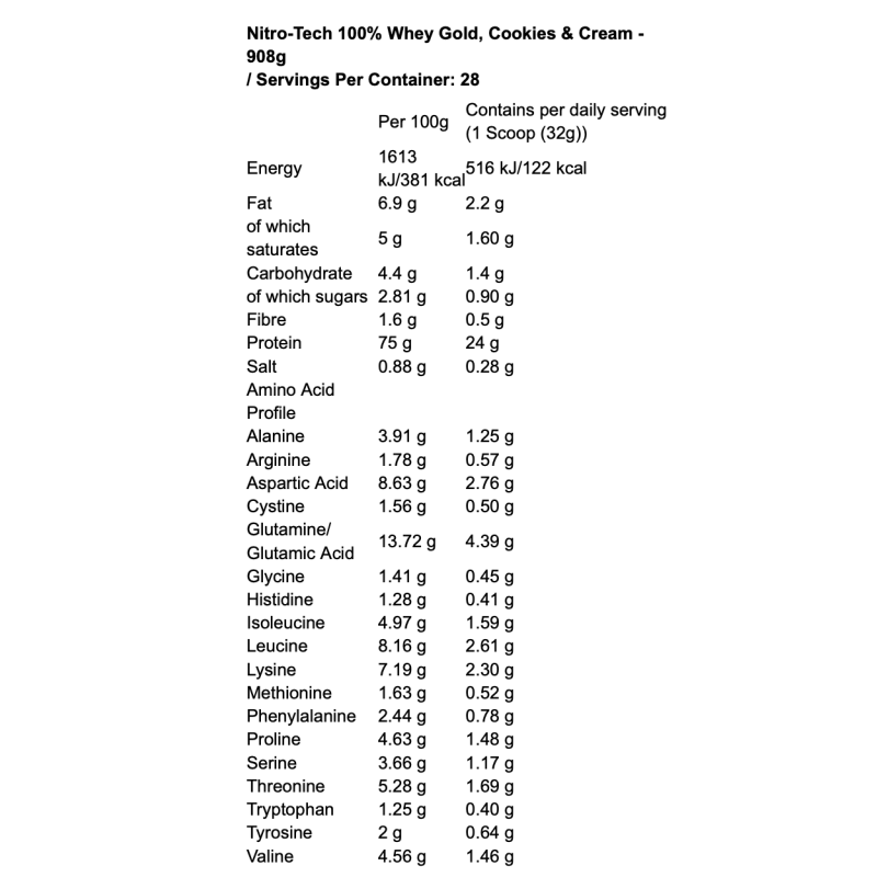 MuscleTech Nitro-Tech 100% Whey Gold