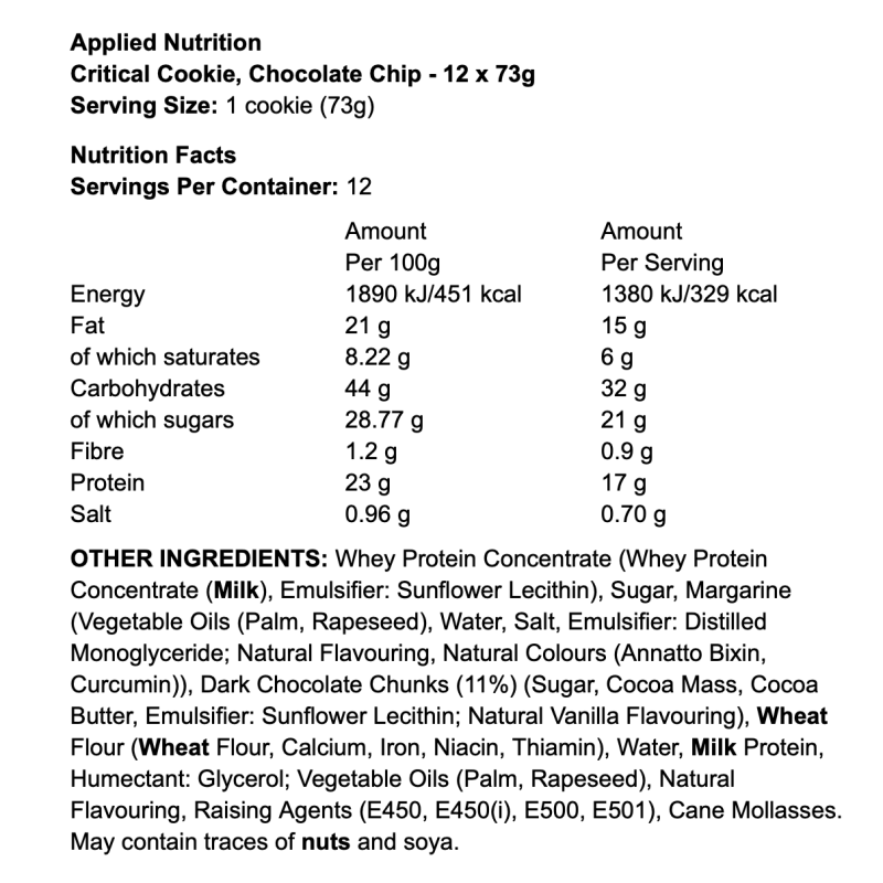 Applied Nutrition Critical Cookie