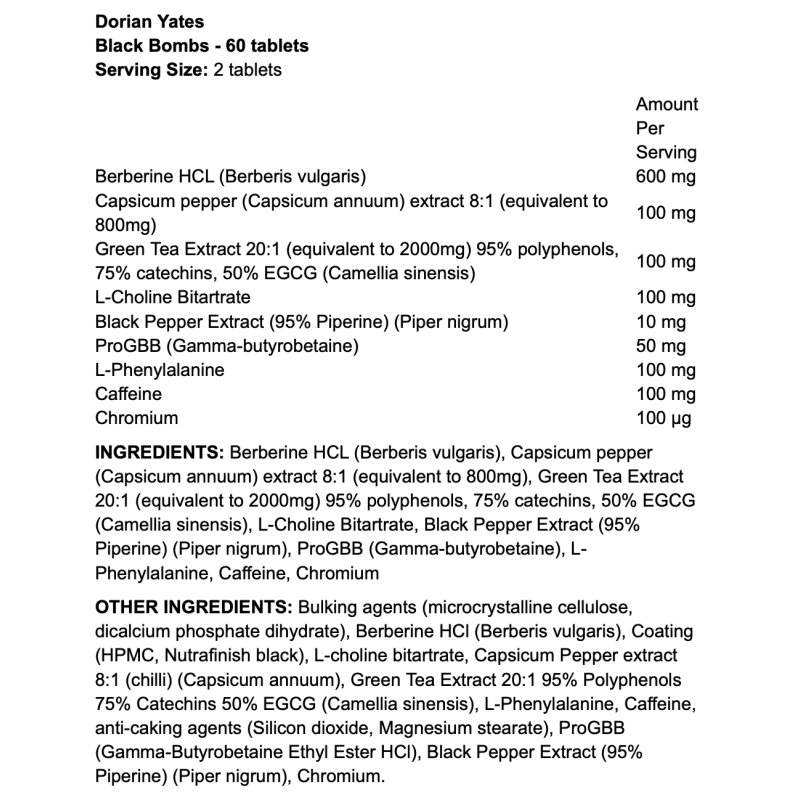 Dorian Yates Black Bombs