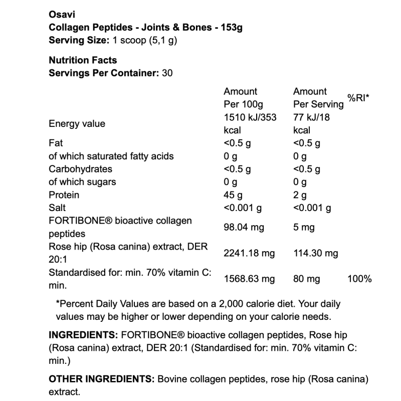 Osavi Collagen Peptides Joints & Bones – Soutien des os et articulations avec FORTIBONE® et vitamine C I TOP BODY