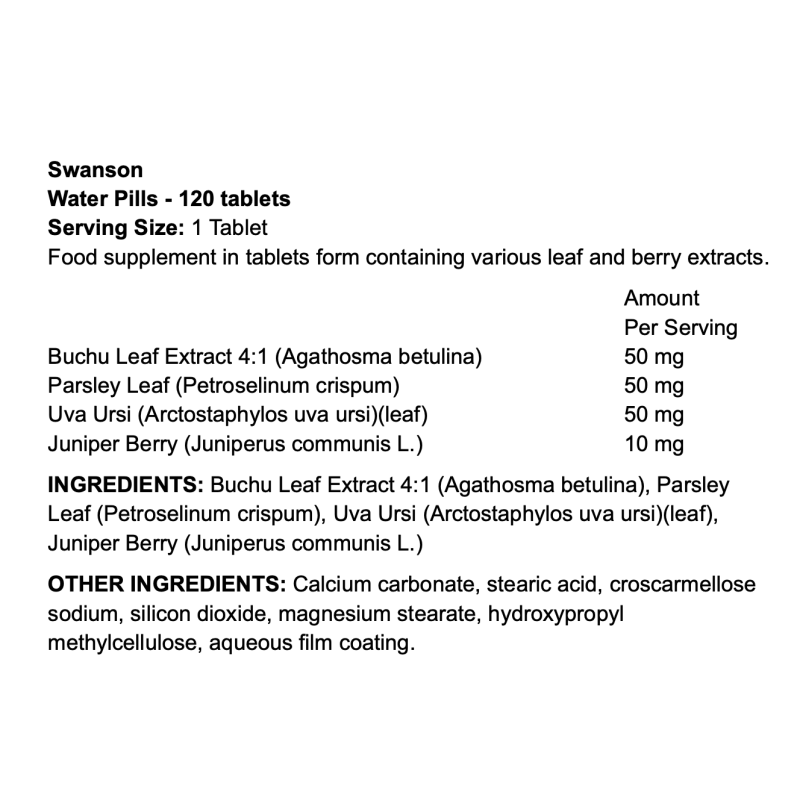 Swanson Water Pills
