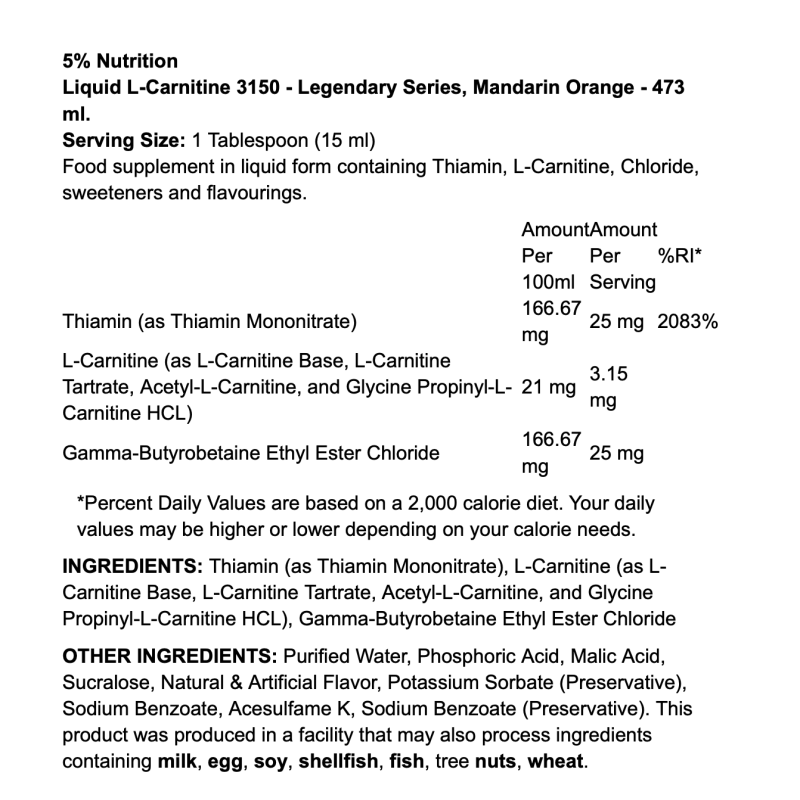 5% Nutrition Liquid L-Carnitine 3150