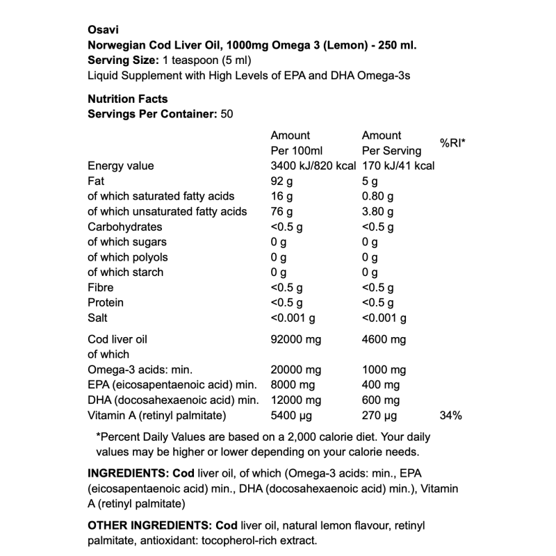 Osavi Norwegian Cod Liver Oil