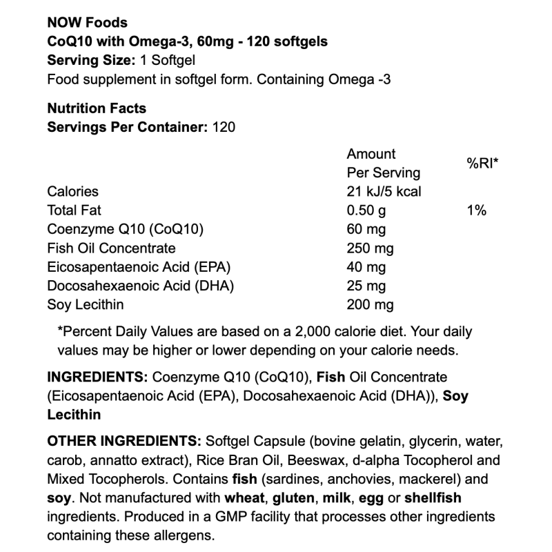 NOW Foods CoQ10 with Omega-3