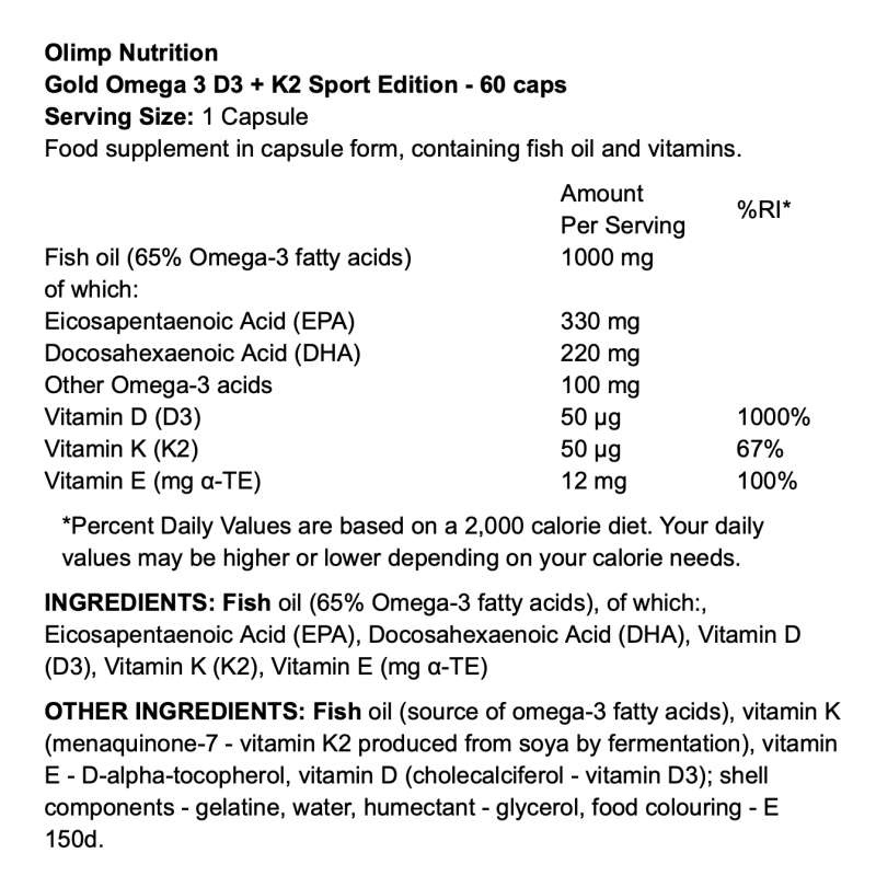 Olimp Nutrition Gold Omega 3 D3 K2 Sport Edition