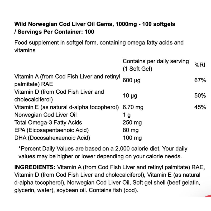 Carlson Labs Wild Norwegian Cod Liver Oil Gems