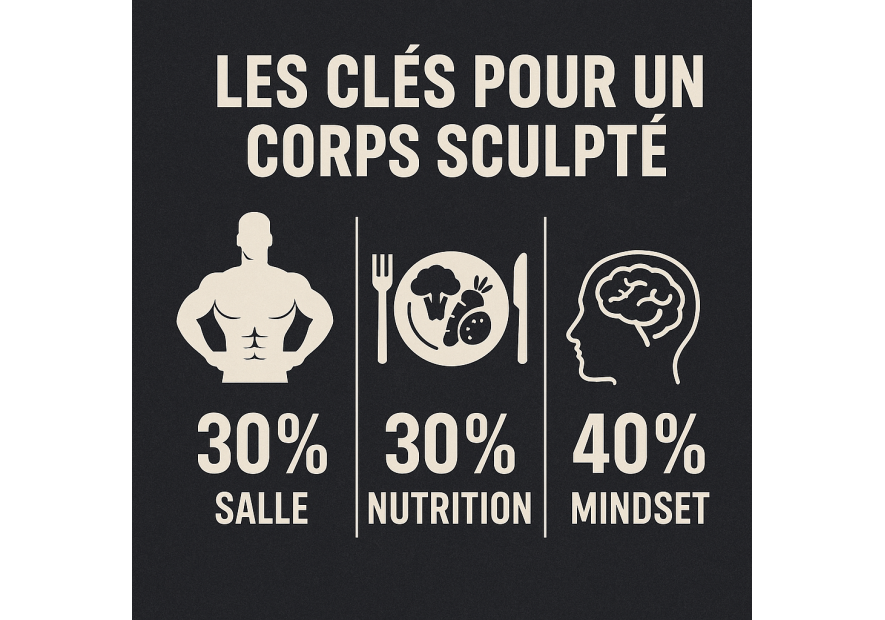 Les clés pour un corps sculpté : 30% salle, 30% nutrition, 40% mindset